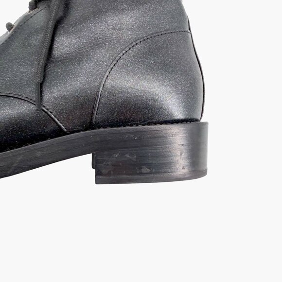 Chanel Black Glitter Leather CC Cap Toe Combat Boots Size 39 US 8–8.5 Women's - Picture 9 of 15